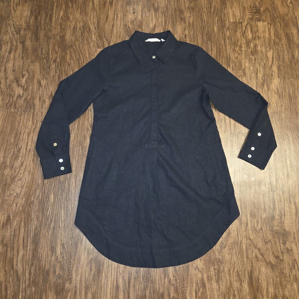 Soft Surroundings Tunic Women S Black Button Front Long Sleeve Pockets Lagenlook